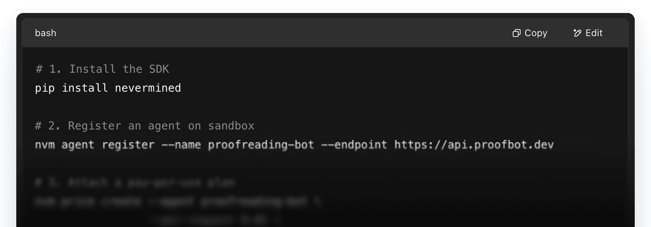 Image of commands to use